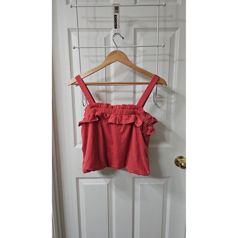 Cato Charlotte Red Smocked Ruffle Strap Tank  Size XL